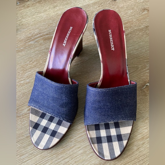 Burberry Denim Check Sandals 37.5 (Condition: just try it on) - Picture 1 of 10